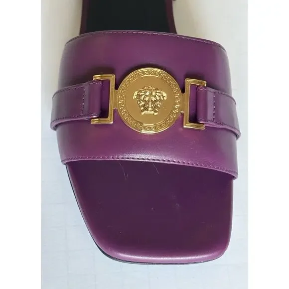 VERSACE Medusa Women's Plum Sandals 7 US (37 Euro) 1014748 Spain NIB $900 - Picture 6 of 15
